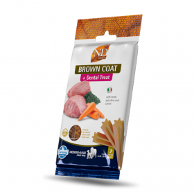 Дентални лакомства за кучета с кафява козина от средни и едри породи N&D Brown Dog Dental Treat Adult Medium and Maxi с агнешко, моркови и спирулина 100 гр